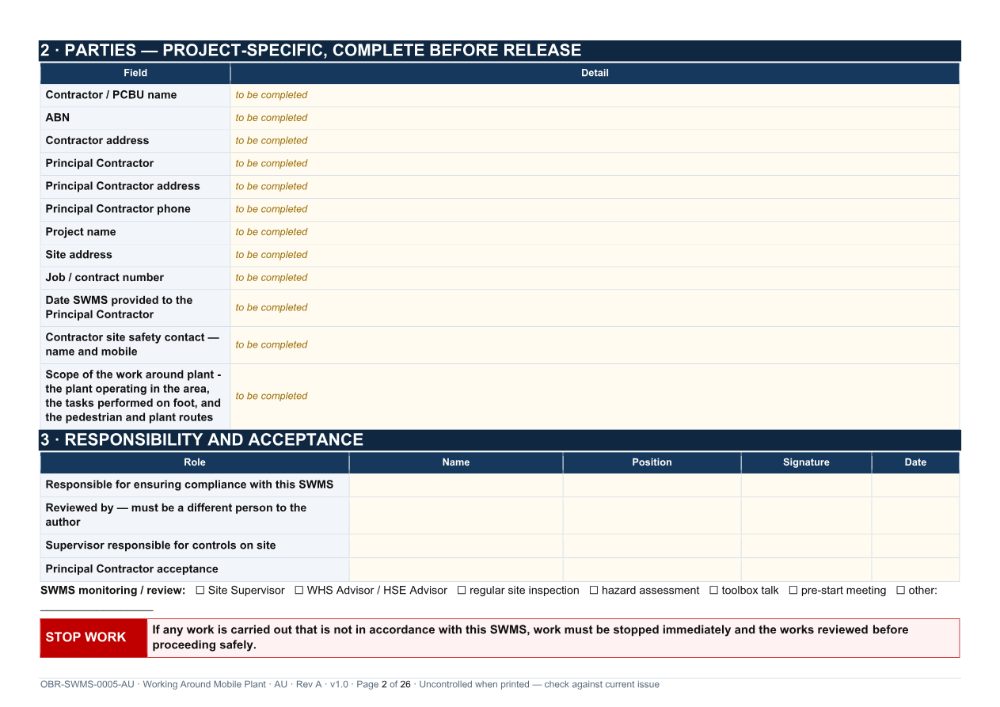Working Around Mobile Plant SWMS — page 2