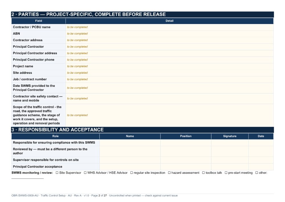 Traffic Control Setup SWMS — page 2