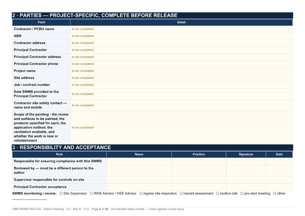 Interior Painting SWMS — page 2