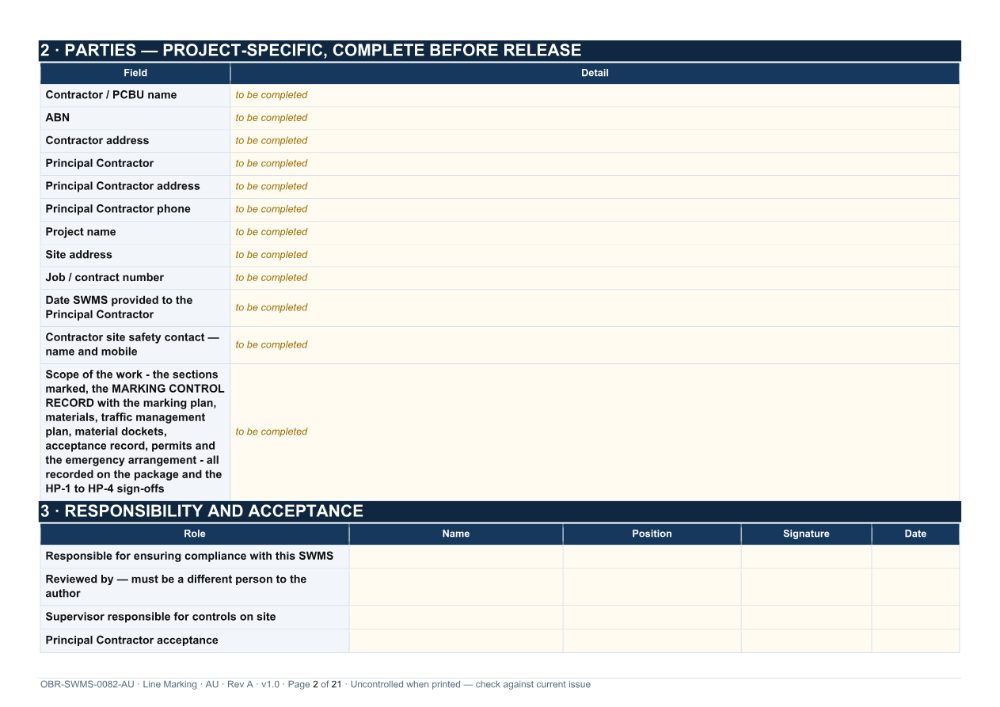 Line Marking SWMS — page 2